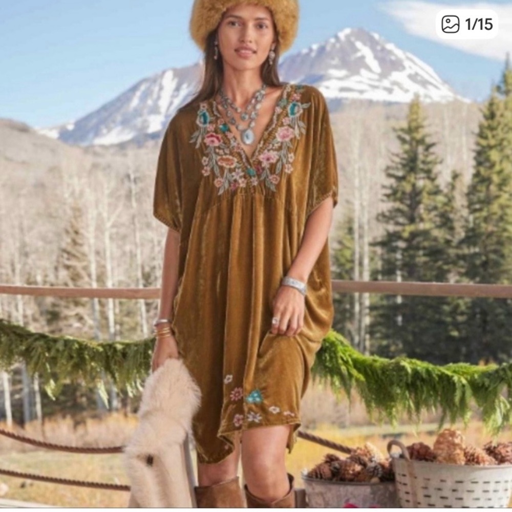 Johnny Was Embroidered MIDI  Dress